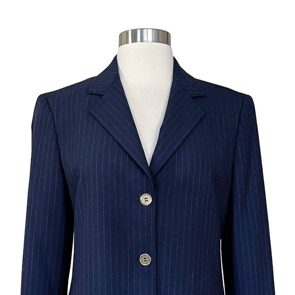 GILMAR Blazer Jacket Blue Subtle Stripes Button Down Italy Long Sleeves 40 EUC - Picture 3 of 12
